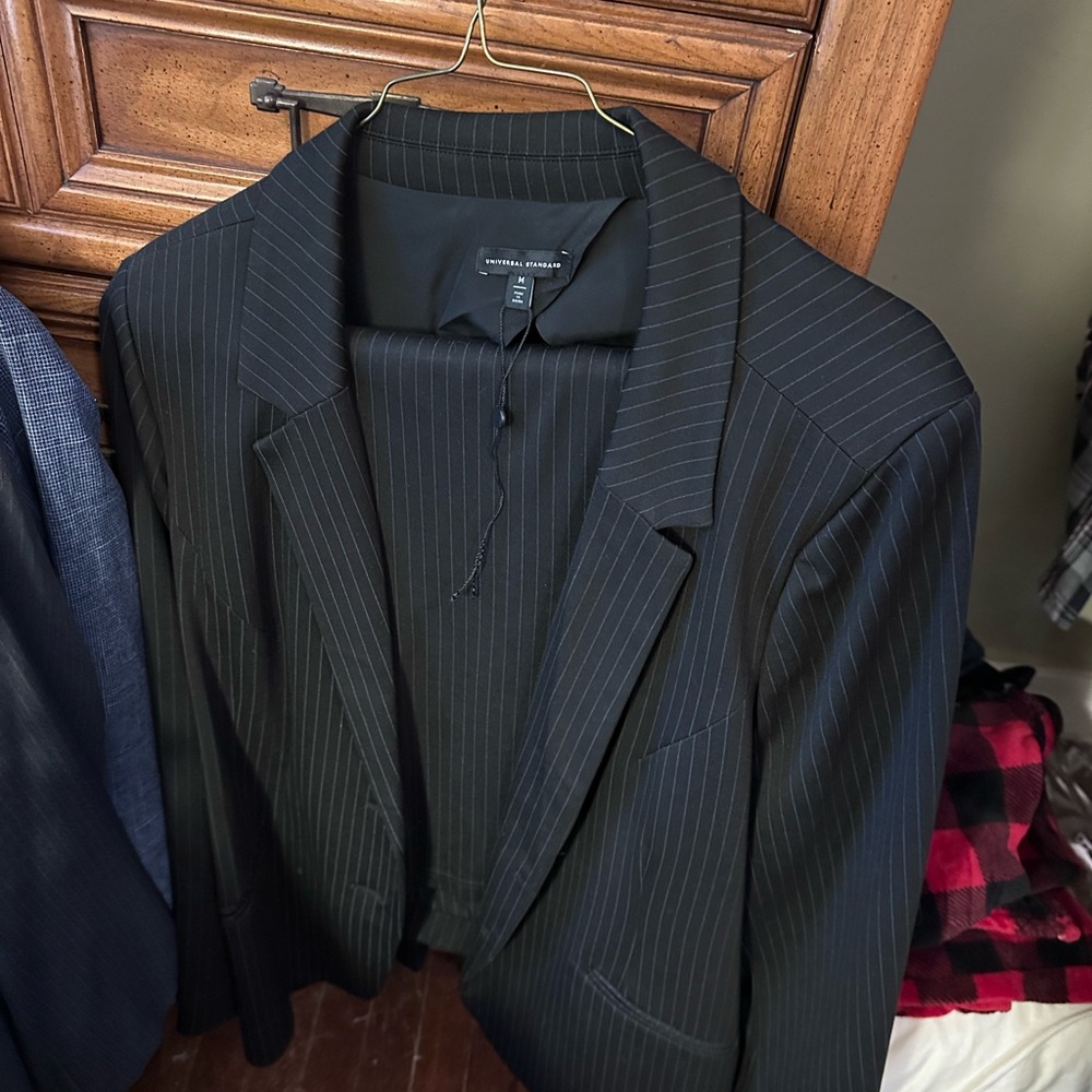 Universal Standard Black Pinstripe Blazer